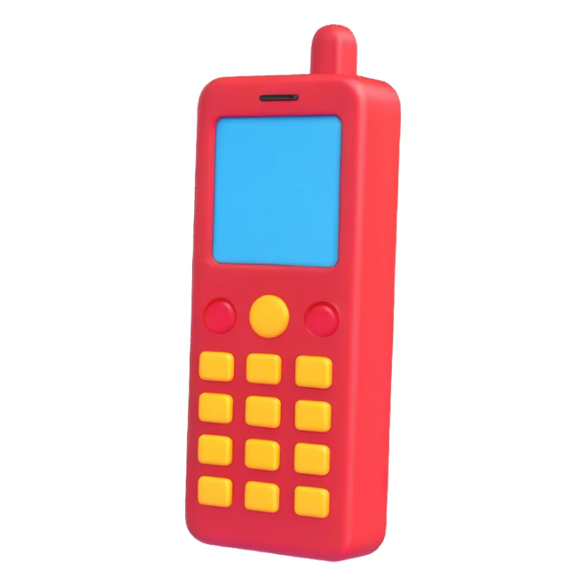 1990s brick cell phone, 3D emoji style sticker
