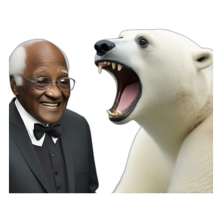 Desmond Tutu being racist to a polar bear sticker