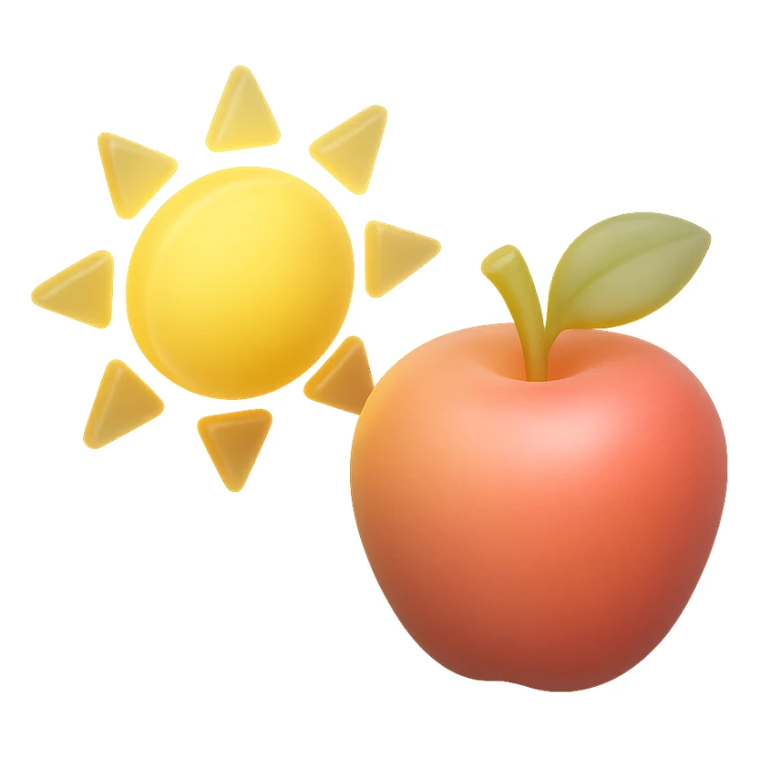 yellow sun, apple emoji inspired, matte glass style sticker