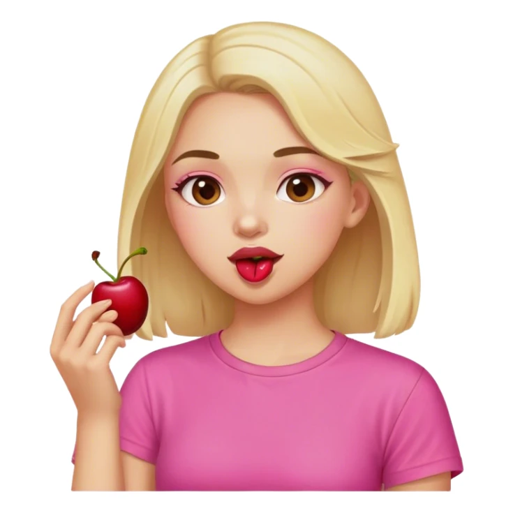 Girl with pink shirt eating cr sticker