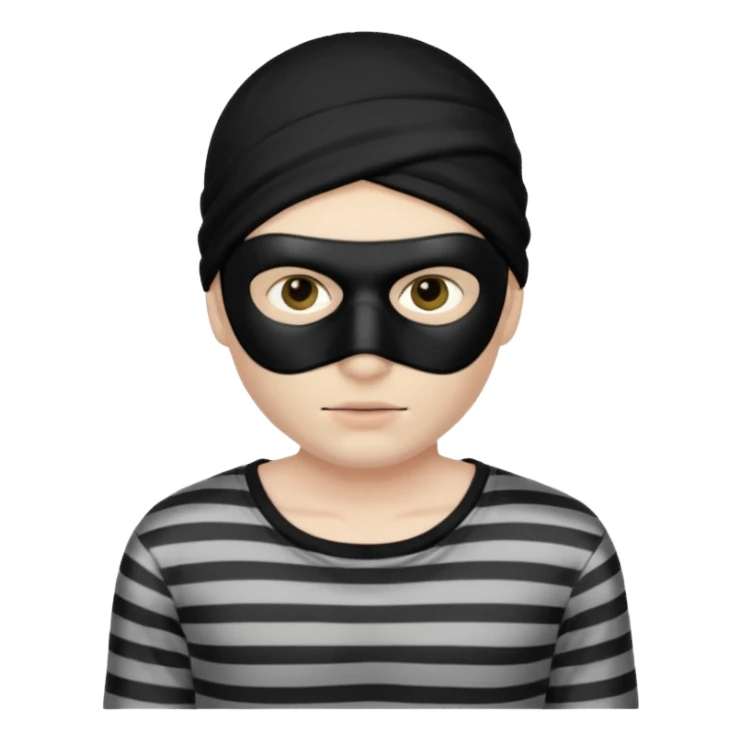 Thief in black mask and stripped shirt sticker