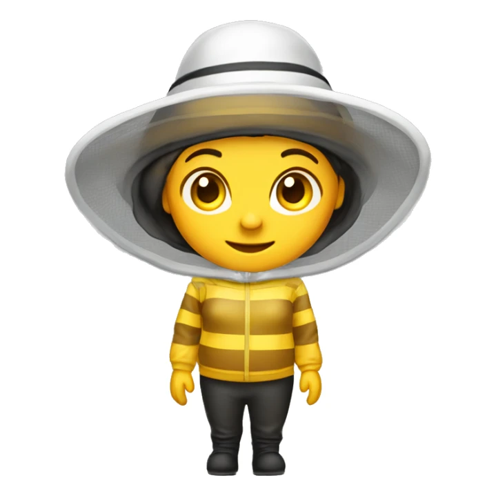 Beekeeper female wit full beekeeping dress. The beekeeper's protective clothing is white. The hat has a mesh surround. sticker