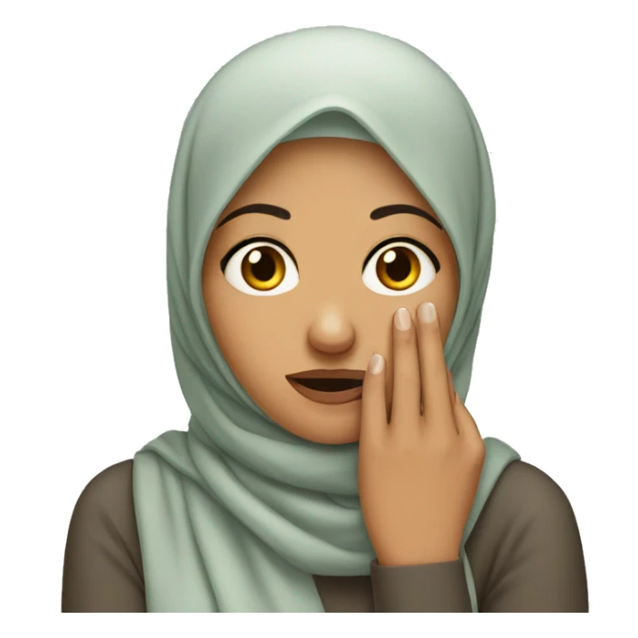 Nervous woman in hijab biting nails sticker