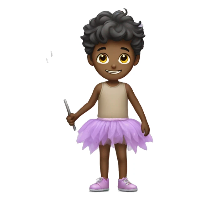 Boy wearing tutu and a fairy wand standing sticker