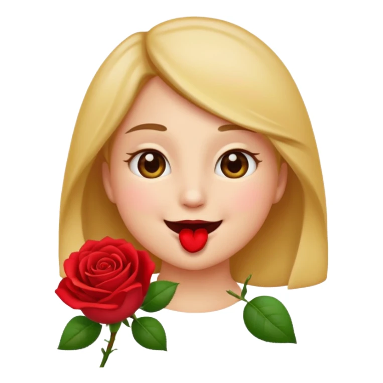 Create emoji that holding Rose's in his mouth sticker