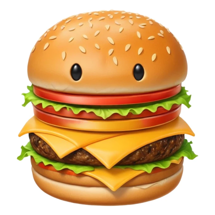 Burger and fries but separate and with faces sticker