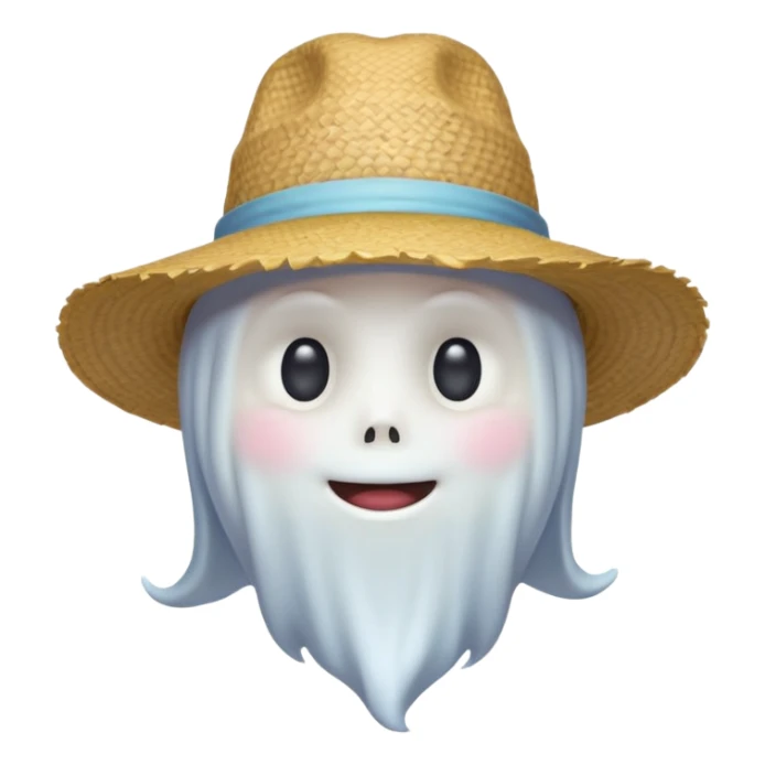 cute ghost farmer portrait, head and shoulders only, straw hat, round friendly face, soft pastel glow, harmless spirit vibe, 3D cartoon, mobile game icon style, clean background, no text, no watermark
 
 sticker