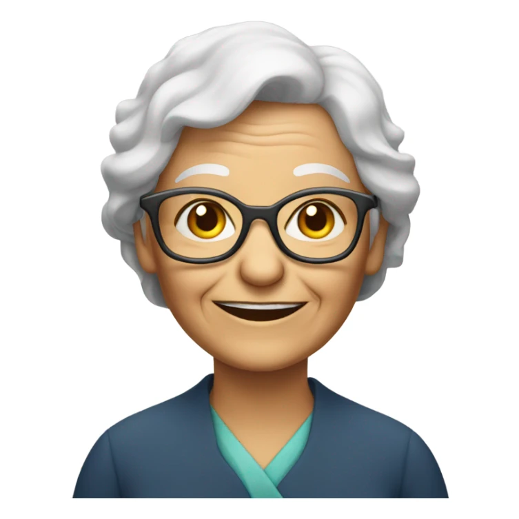 smiling old woman with glasses sticker