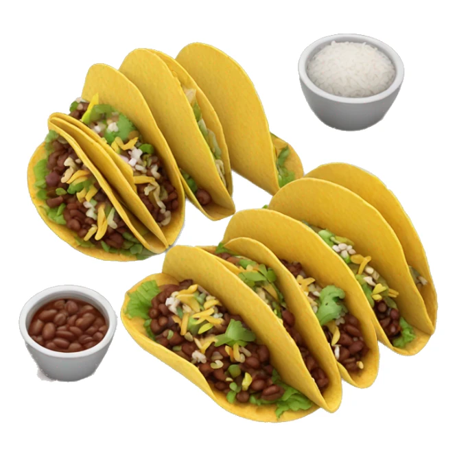 Realistic plate of tacos with rice and beans sticker