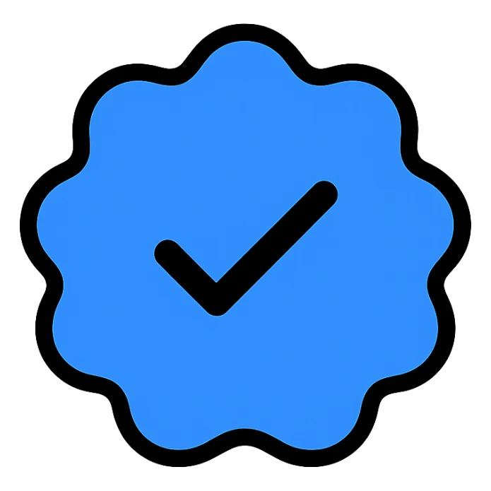 blue verification tick icon, Instagram style, clean and modern, suitable for app icon, minimal, bold, rounded edges, vibrant colors, simple and recognizable sticker