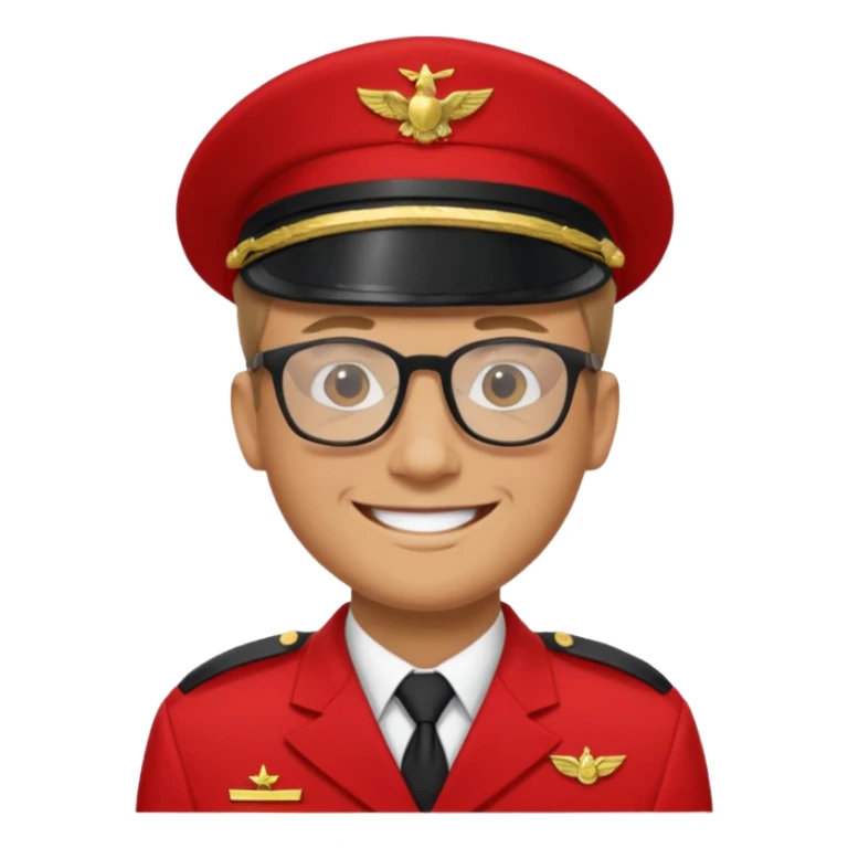 Smiling military man with glasses in red uniform sticker