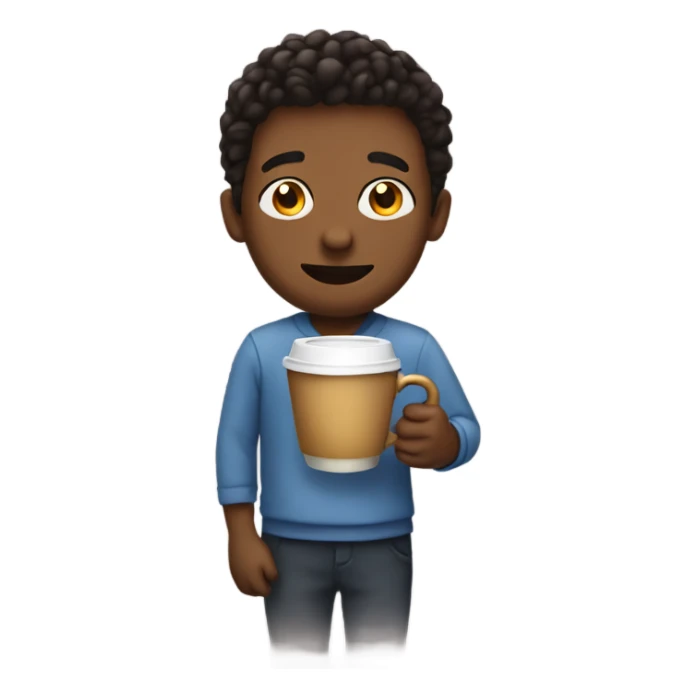 Gavin holding a cup of coffee sticker