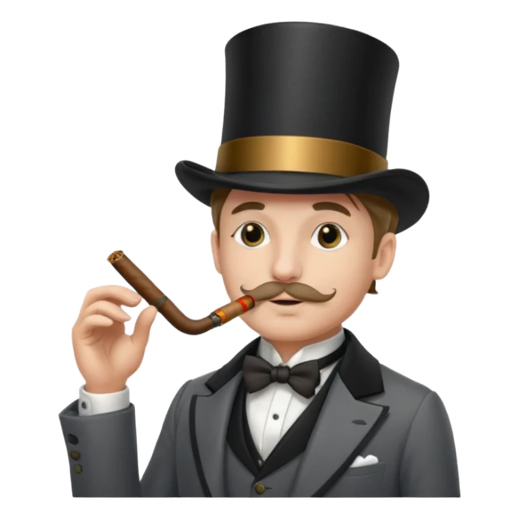 a sophisticated gentleman with a top hat, monocle and cigar sticker