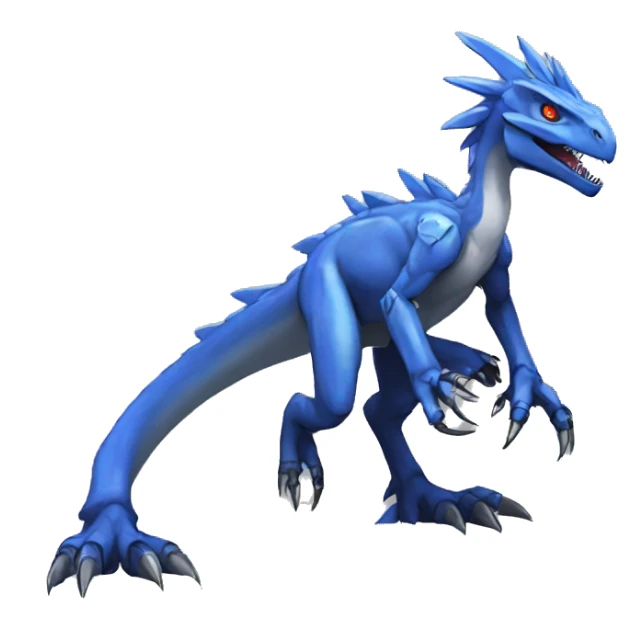  Edgy Blue Digimon-Fakemon-Velociraptor-Dragon-Mecha full body sticker