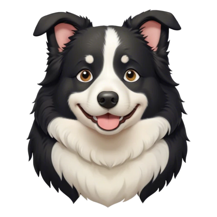 Cinematic Meme-Worthy Chubby Sleeping Border Collie Portrait Emoji, Head resting peacefully with a contented smile, showcasing a delightfully chubby build and a luxuriously soft black and white coat, eyes shut in a serene nap, Simplified yet hilariously adorable features, highly detailed, glowing with a soft, drowsy light, high shine, relaxed and utterly lovable, stylized with an air of playful laziness, bright and heartwarming, soft glowing outline, capturing the essence of a comically sleepy Border Collie, so meme-worthy it feels like it could instantly become the next viral sensation of adorable slumber! sticker