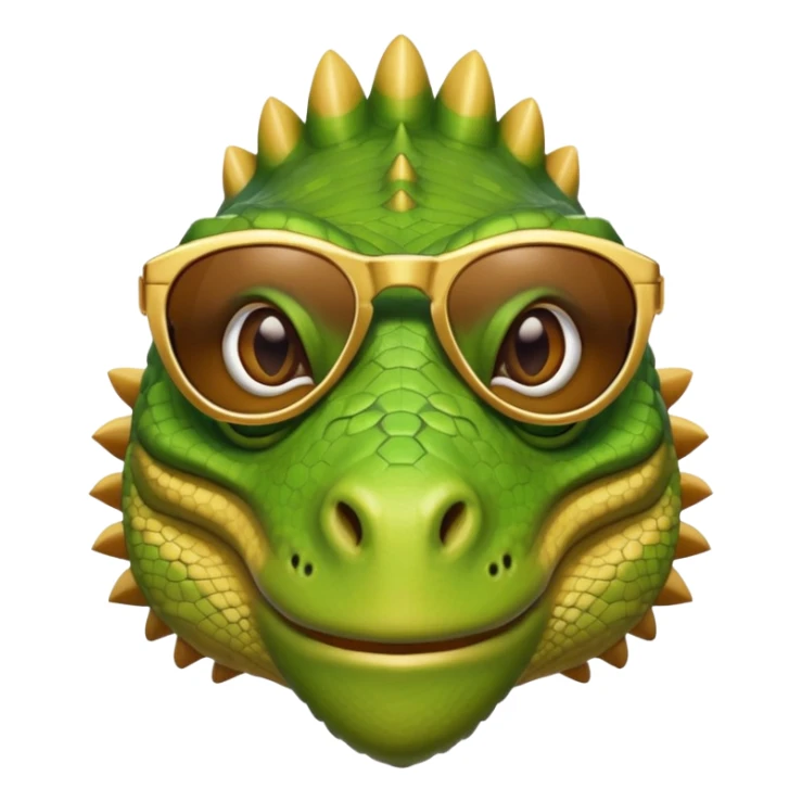 rich capitalist iguana head with golden glossy sunglasses sticker