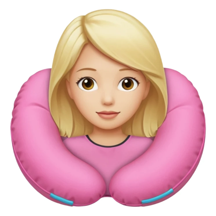 blonde woman using pink travel pillow  sticker