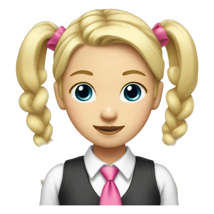 Blonde girl with pigtails and pink ties sticker