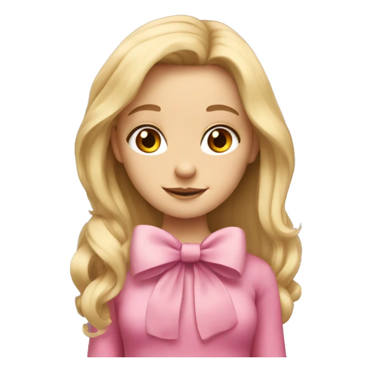 Cute blonde girl with long hair and pink bow sticker