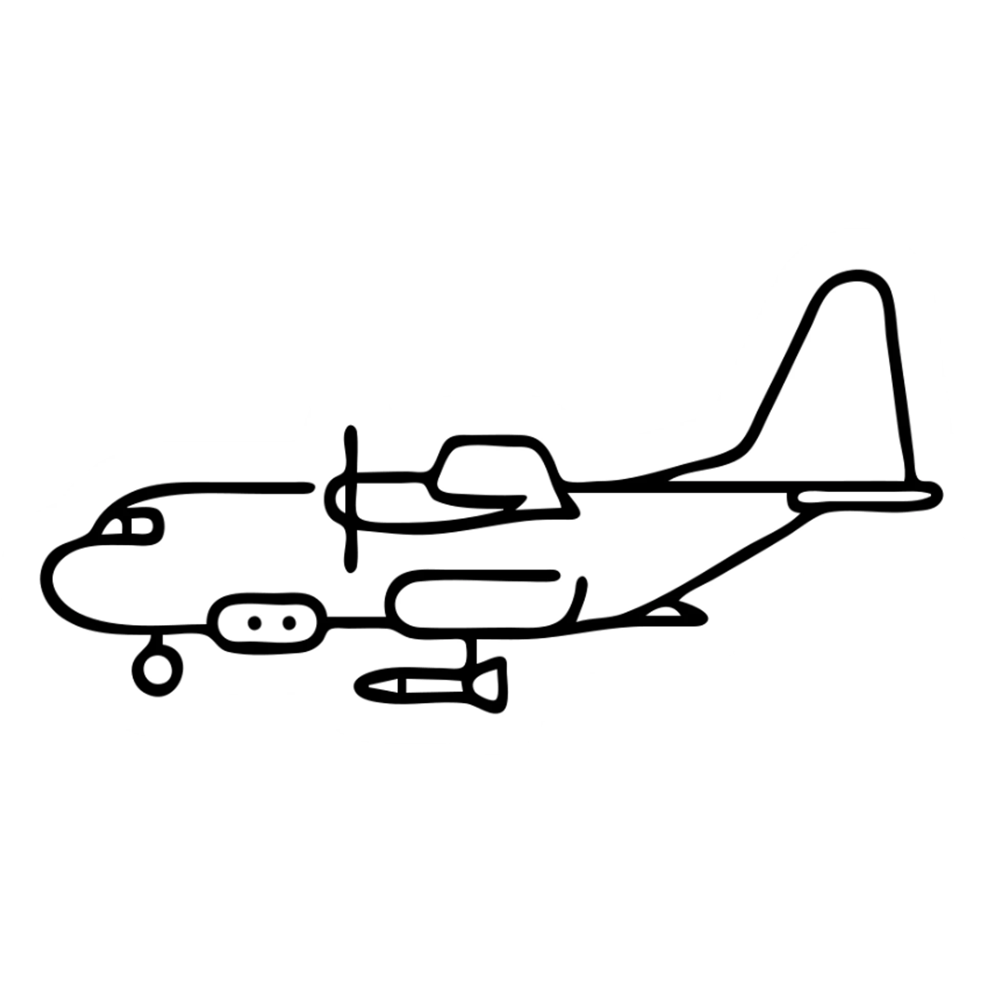 AC-130 gunship military aircraft with visible cannons and weapons from side view sticker