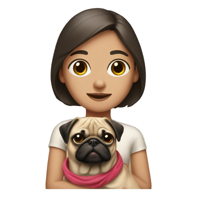 Girl with pug in front of her  sticker