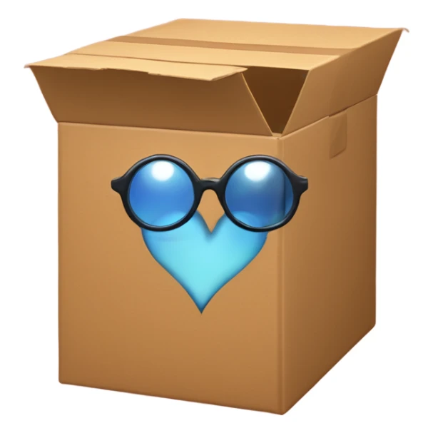 caja inteligente con lentes encima de un corazon gigante sticker