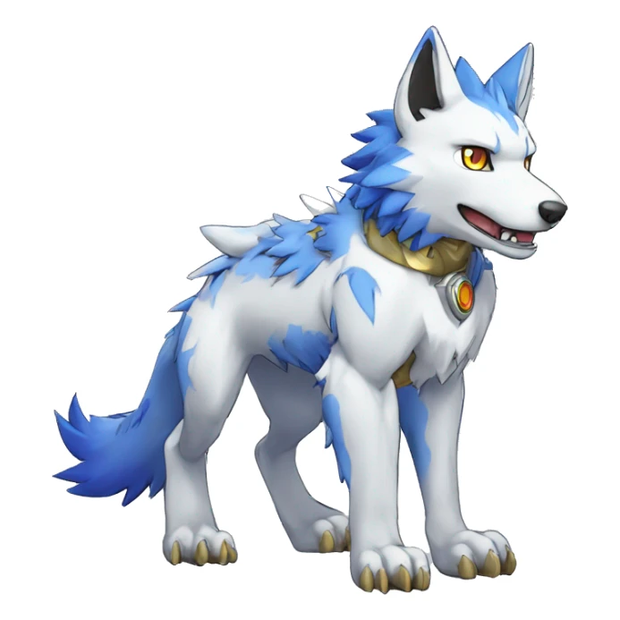 cute cool Digimon-Fakemon-garumon-wolf full body sticker