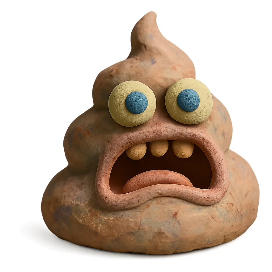 textured pastel colors claymation style poop monster sticker