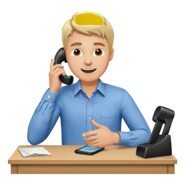 office-boss-excited-phone-desk-blonde-man sticker