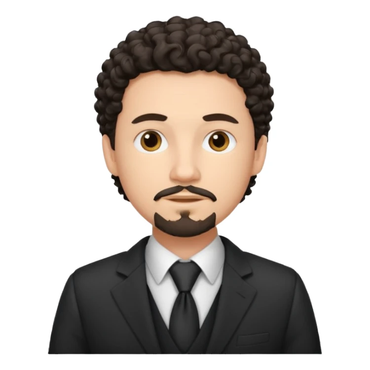 Create a white young man with curly dark hair and Goatee lawer sticker