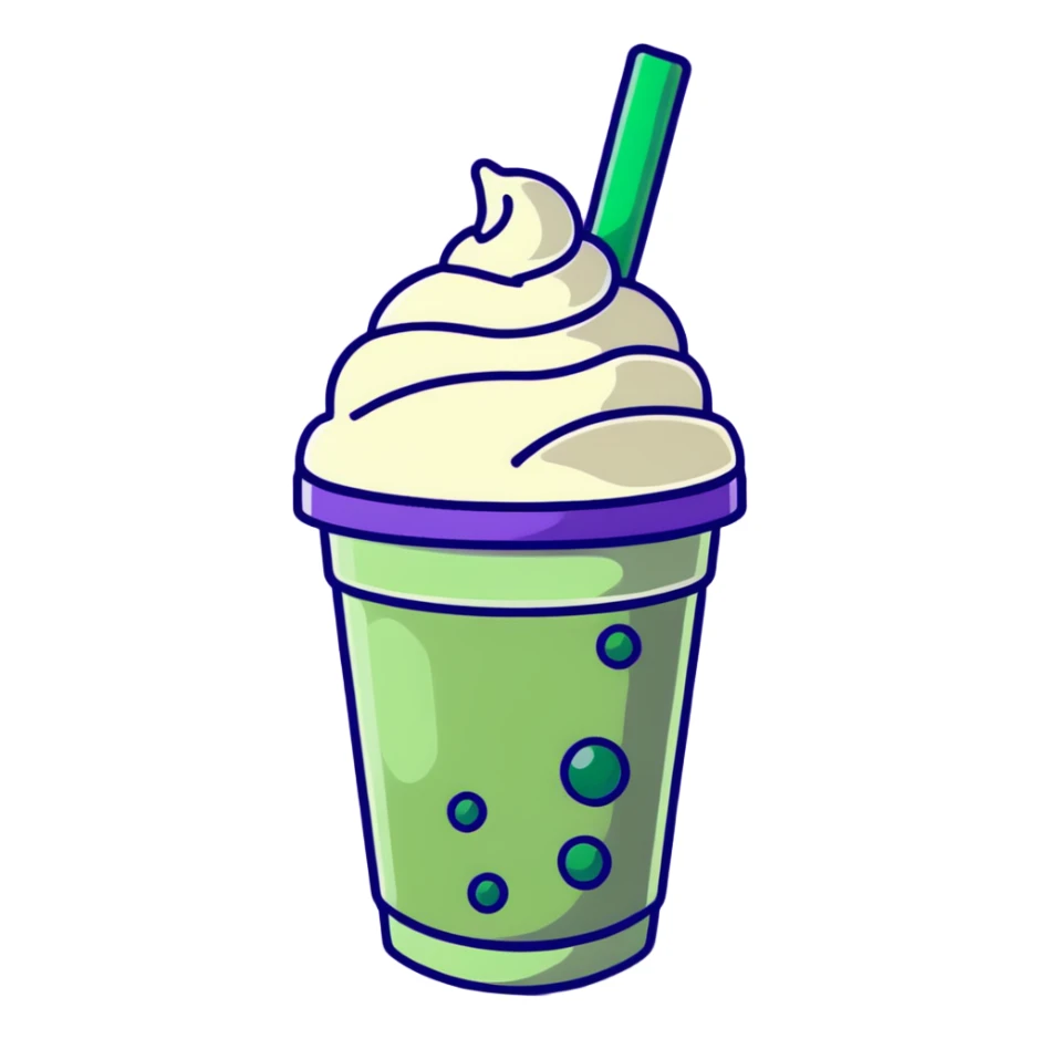green bubble tea with whipped cream on top sticker