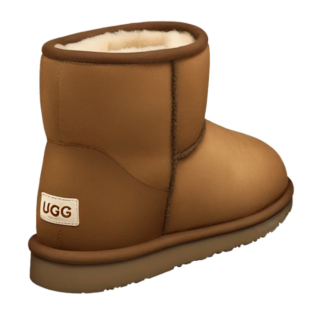 brown cozy short UGG slippers from the side  sticker