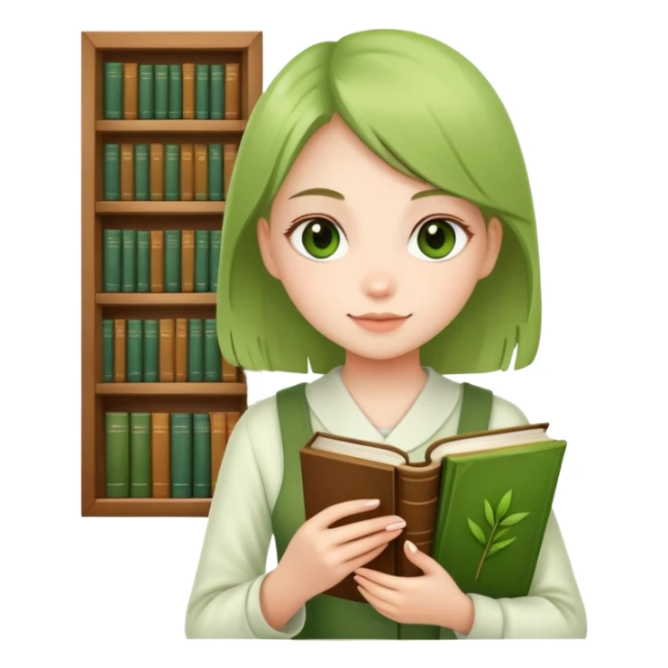 Girl with a matcha and books  sticker
