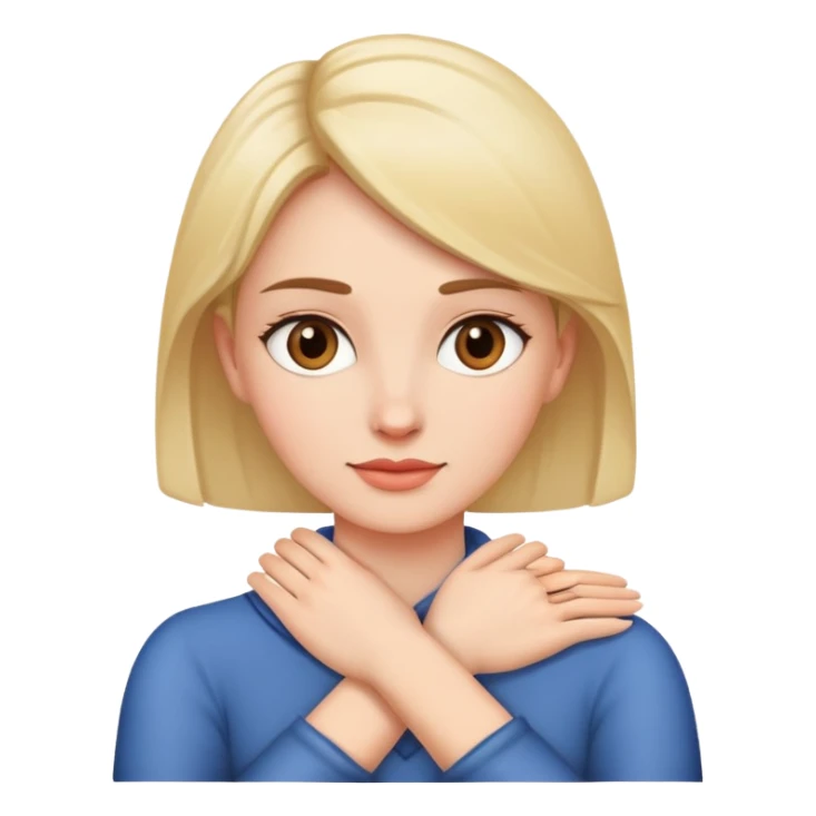 woman with hands crossed around her neck sticker