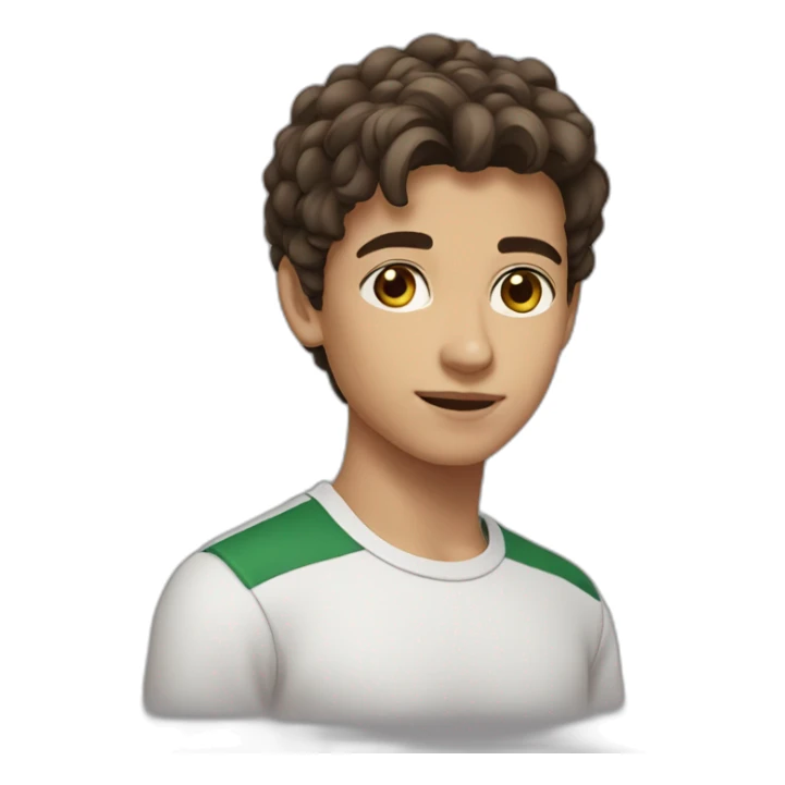 make a 14 years old algerian boy with 2 brown eyes a medium size nose with brown hair not smooth with not big cheeks sticker
