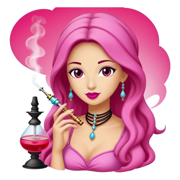 Ein braunhaariges Mädchen was eine Pinke shisha raucht  sticker