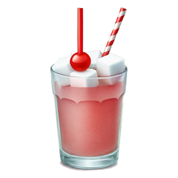 Glass of sugar cubes and a red straw  sticker