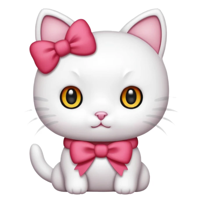 Hello Kitty, classic cute style, white cat with a red bow, simple background sticker