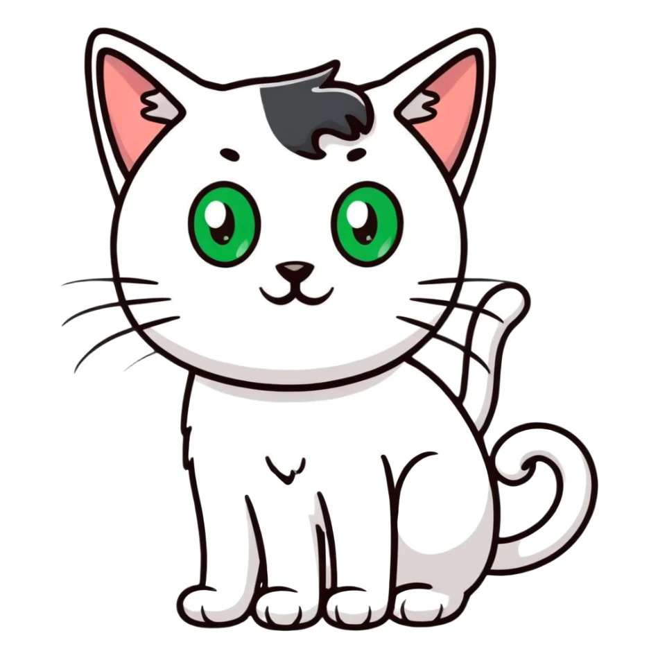 White cat with green eyes and black ears and nos sticker