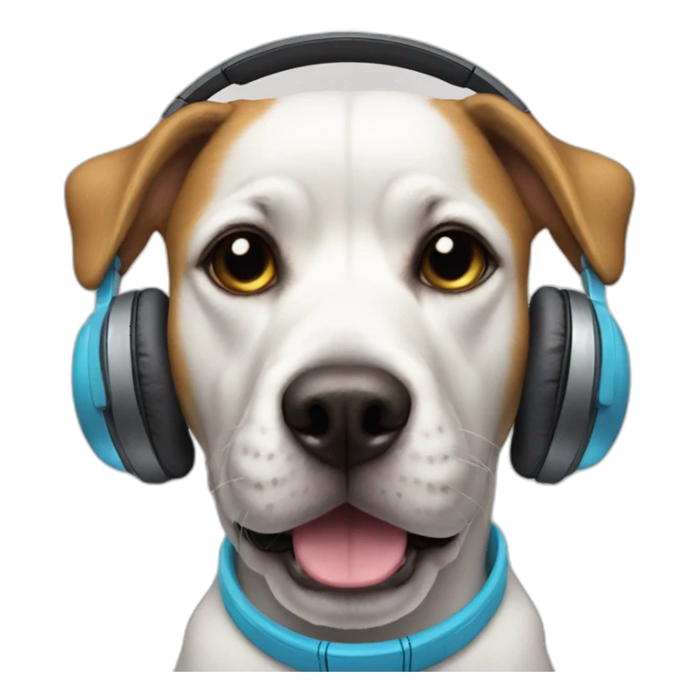 Dj dog with headphones and wearing a costume sticker