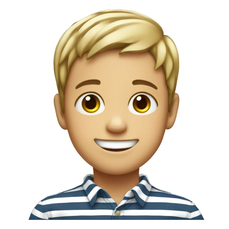 smiling boy in striped shirt sticker