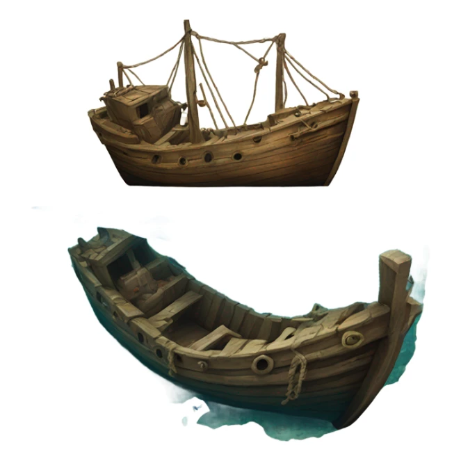 Shipwrecked boat at the bottom of the ocean  sticker