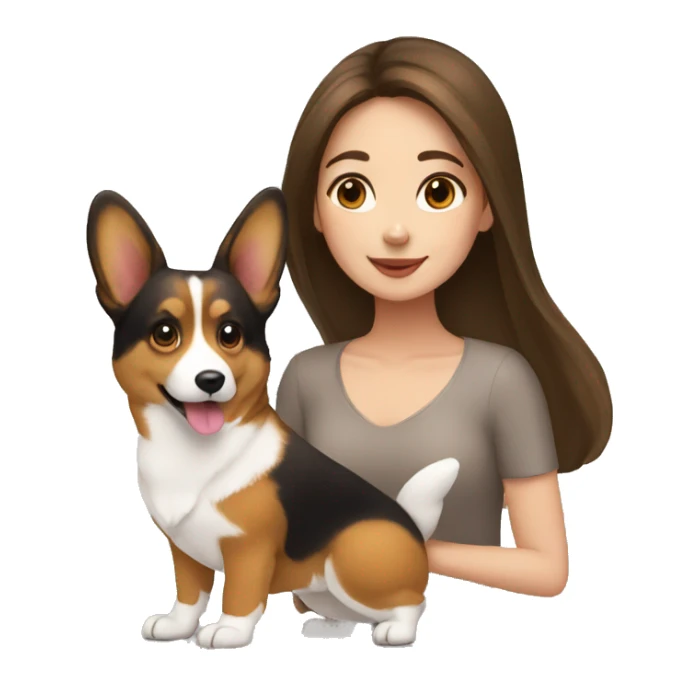 Brunette girl and corgi sending love sticker