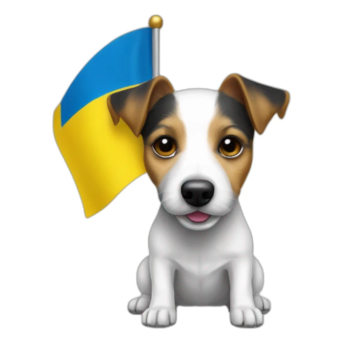 Jack Russell terrier dog with the flag of Ukraine  sticker