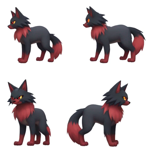 Litten-Zoroark-Mightyena-Zorua full body sticker