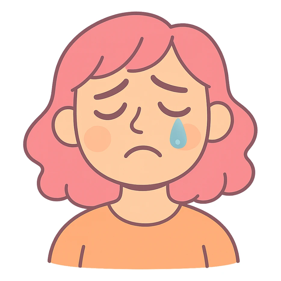 wistful crying face with gentle eyes, single tear, pastel colors sticker