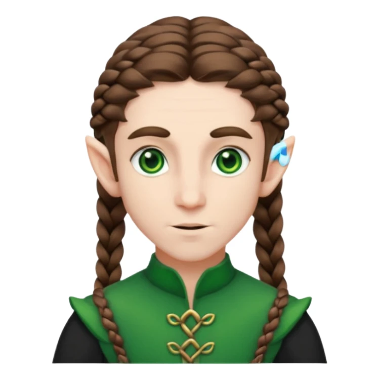 elves with braided brown  hair man black dree sticker