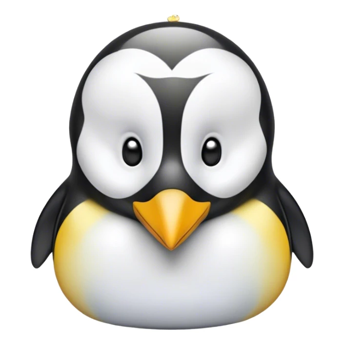 Cinematic Cute Emperor Penguin Portrait Emoji, Head tilted playfully and inquisitively, with glossy, pristine plumage accented by a bright beak and round, sparkling eyes filled with curiosity, Simplified yet irresistibly adorable features, highly detailed, glowing with a warm, friendly icy glow, high shine, affectionate and lively, stylized with a touch of whimsical charm, bright and endearing, soft glowing outline, capturing the essence of a mischievous yet loving penguin that feels like it could slide out of the screen into your arms! sticker