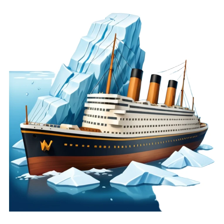 titainic crashing into an iceberg sticker