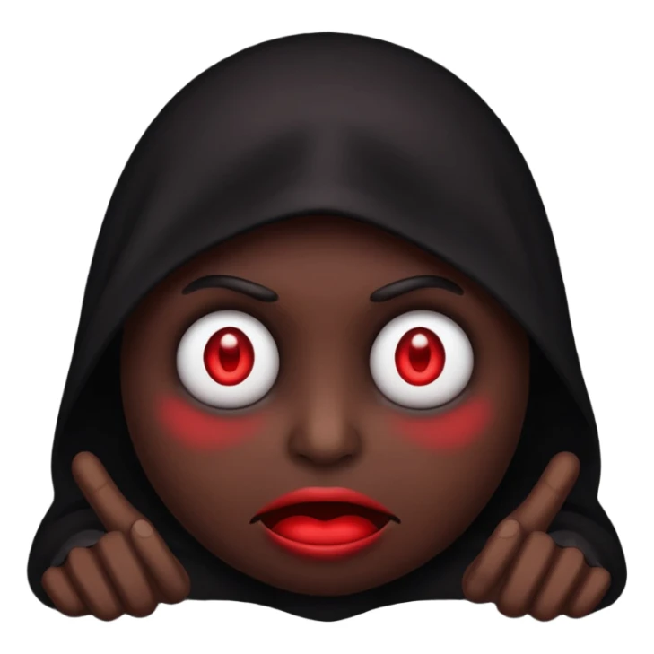 scary emoji with a shadowy figure and red eyes sticker